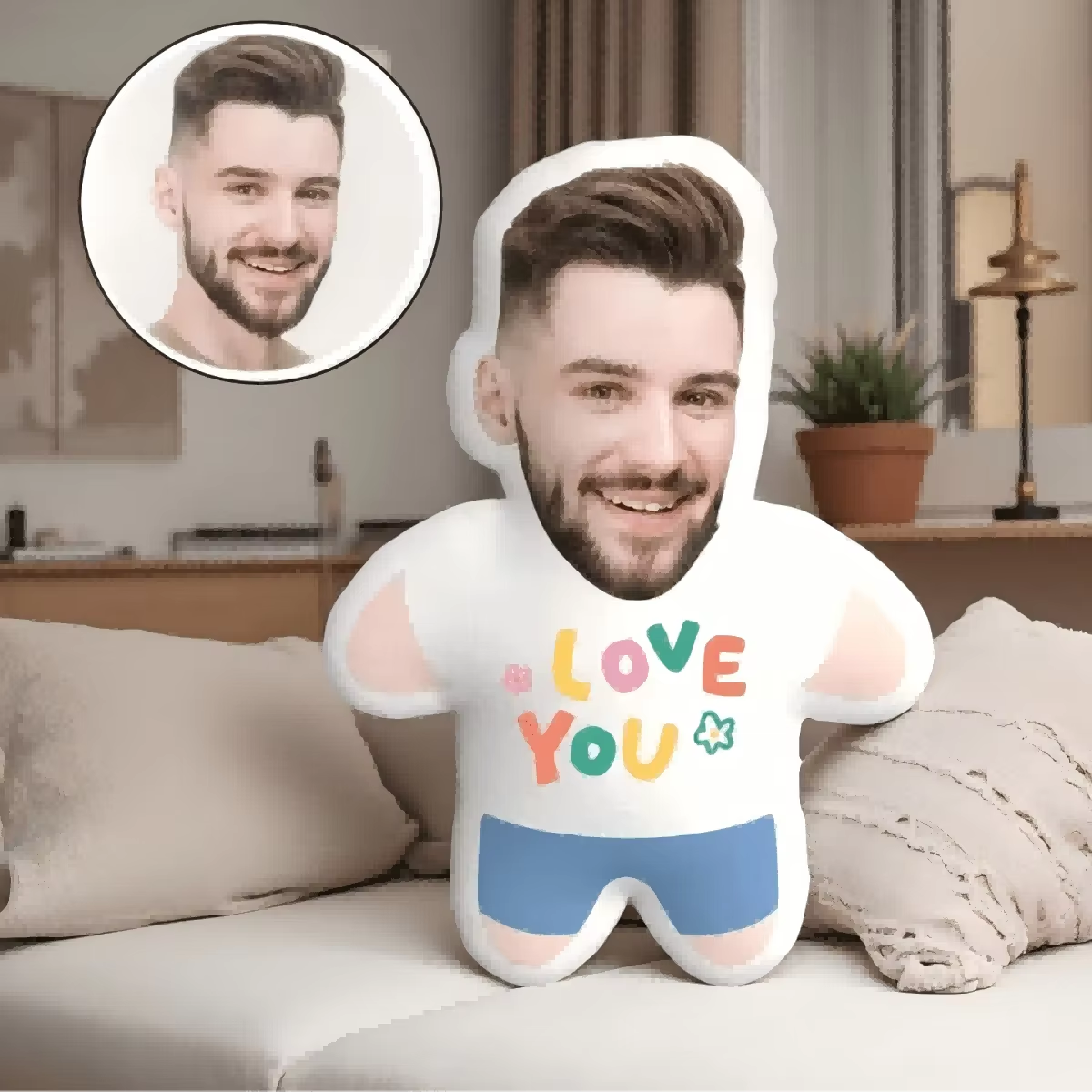 Custom Face "I Love You" Pillow | The Ultimate Cuddle Buddy