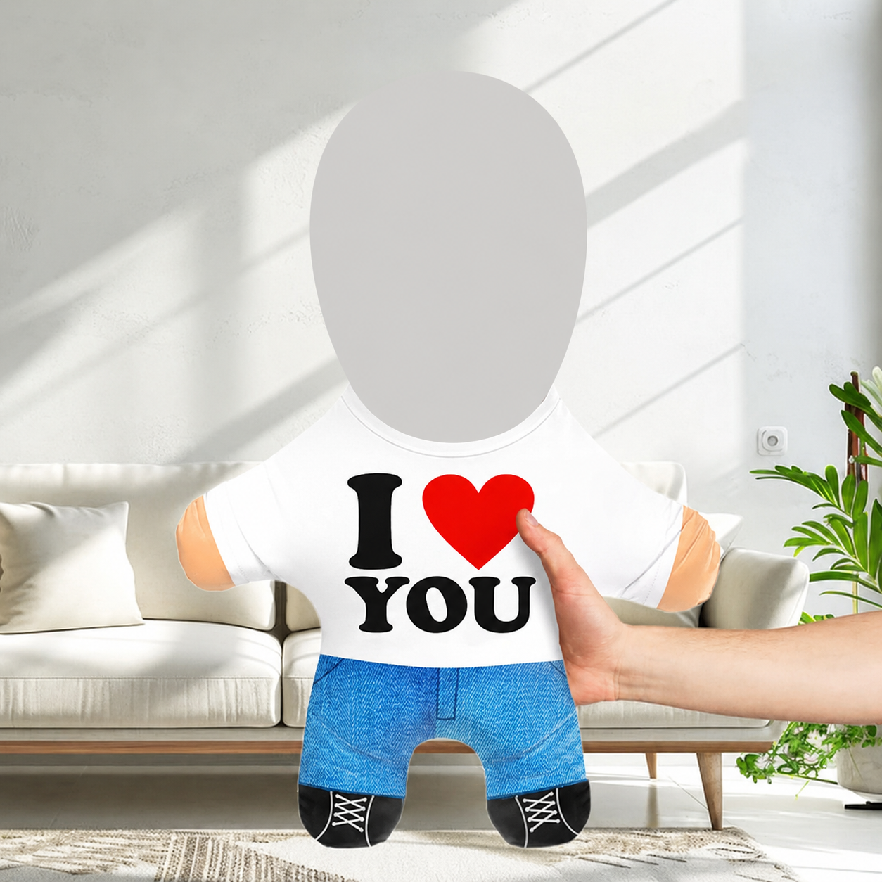 Custom Face "I Love You" Pillow | The Ultimate Cuddle Buddy mockup